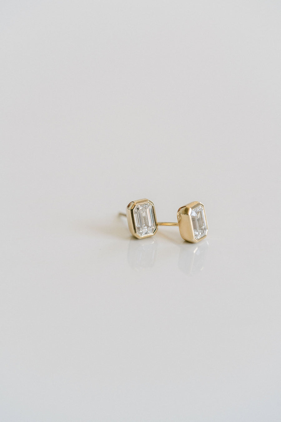 Emerald Bezel Stud Earrings