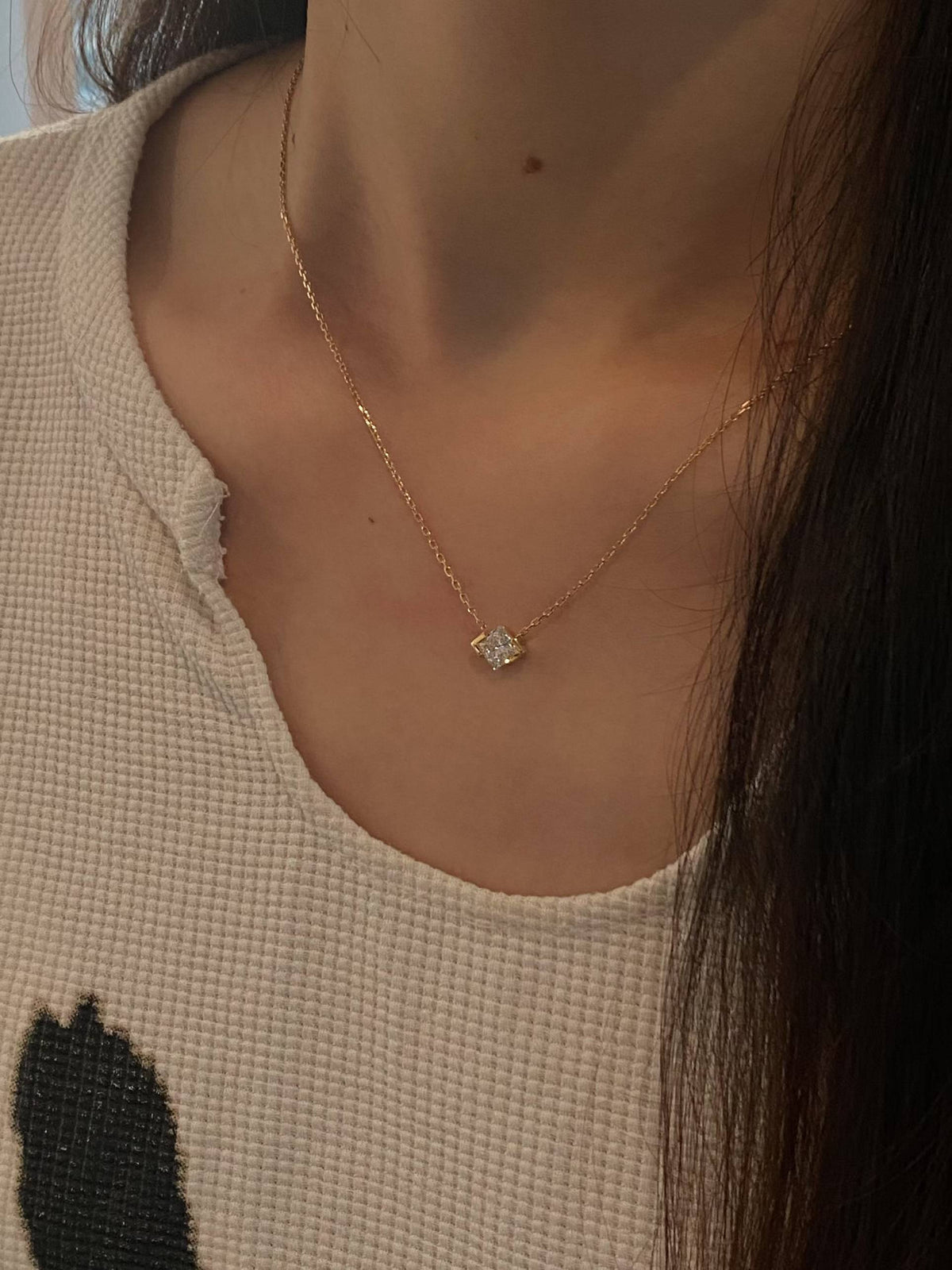Cushion Solitaire Necklace