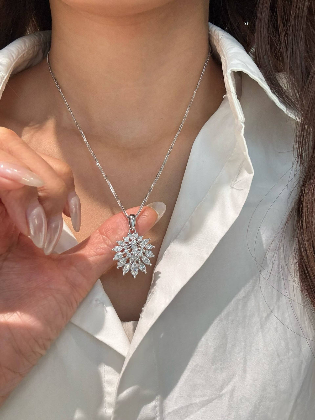 Marquise Cluster Statement Necklace