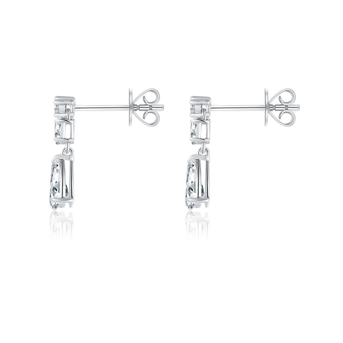 Three-Stone Pear Drop Earrings