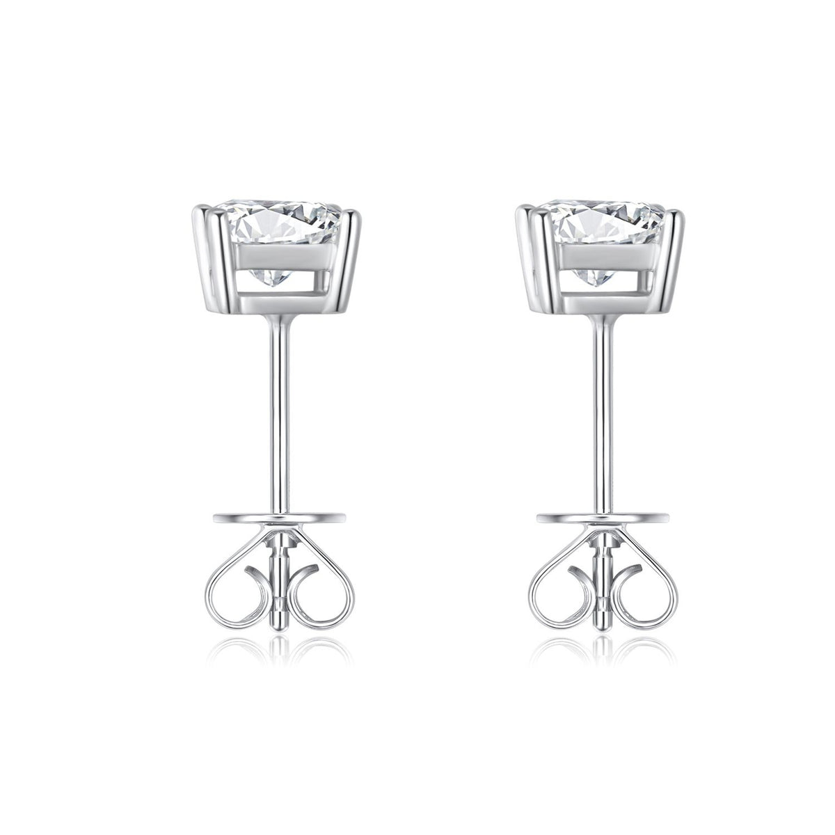 Four-Prong Round Stud Earrings