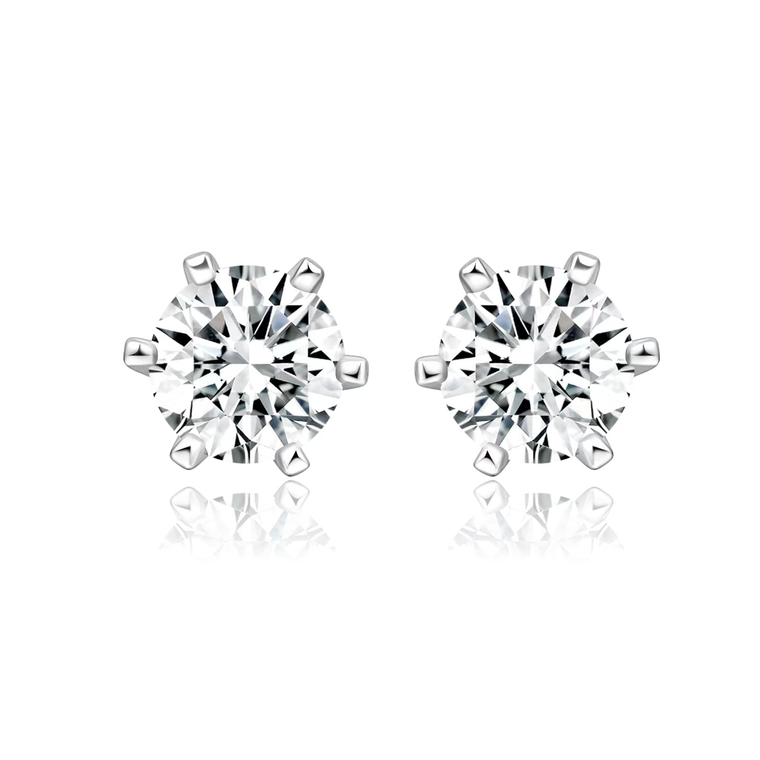 Six-Prong Round Stud Earrings