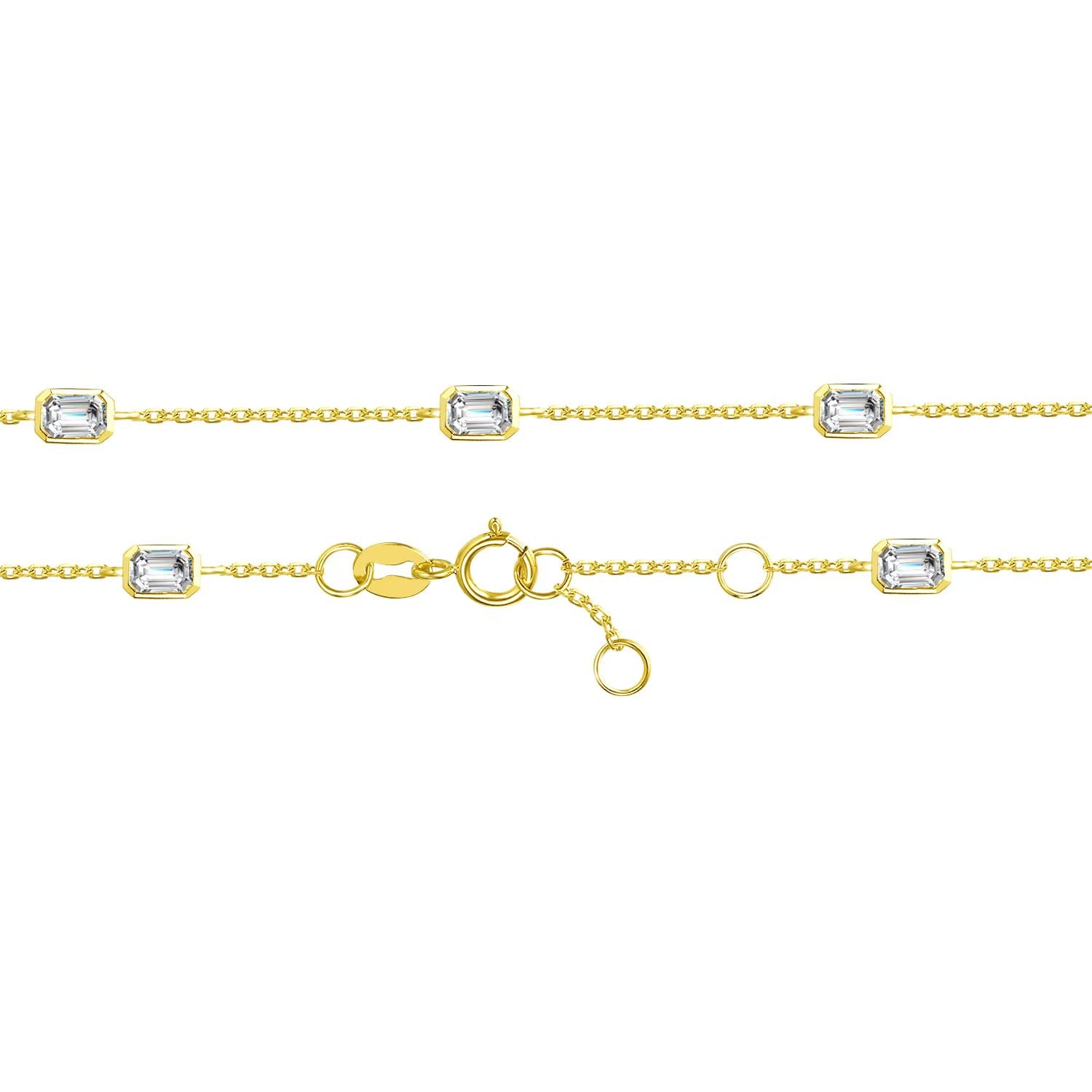 Emerald Bezel Station Bracelet