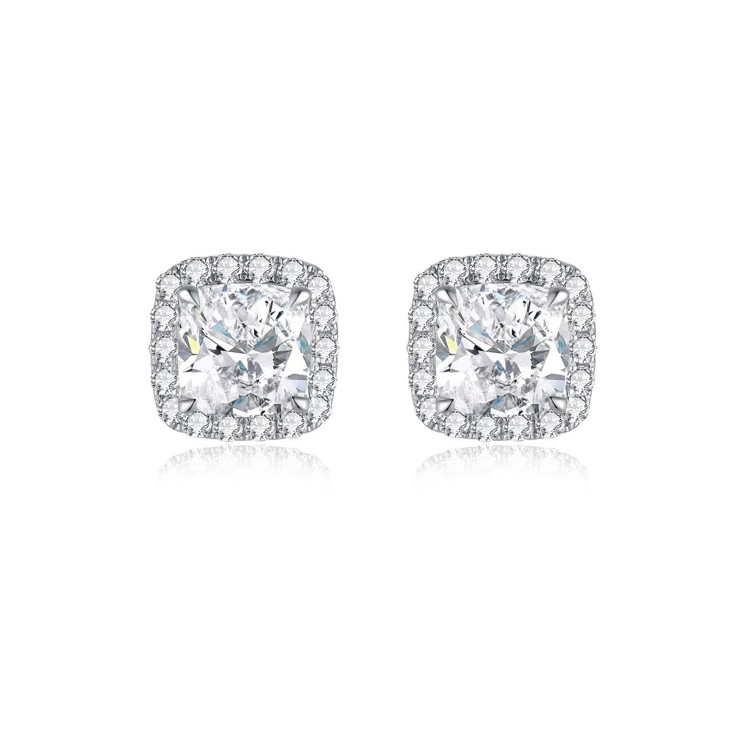 Cushion Halo Stud Earrings
