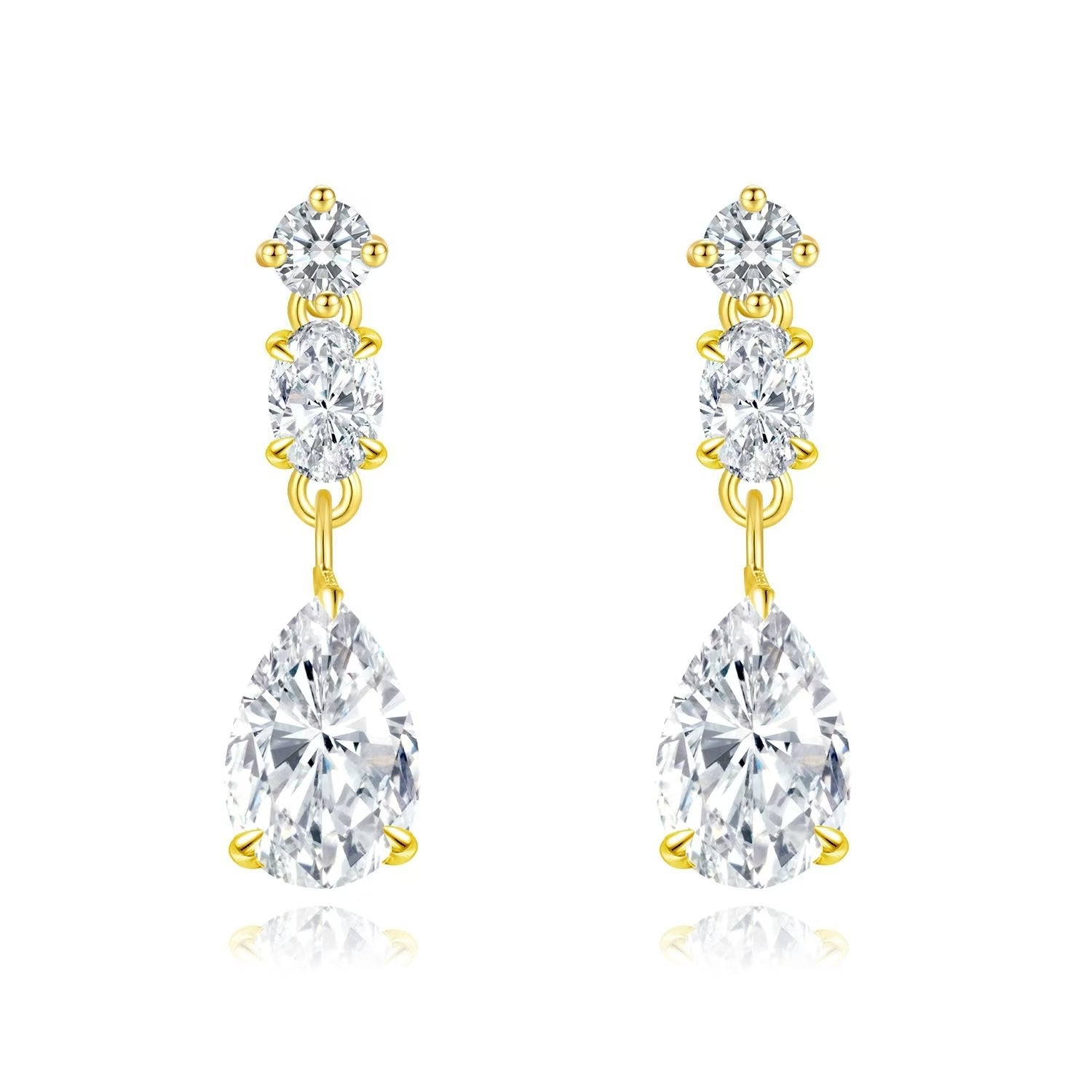 Three-Stone Pear Drop Earrings
