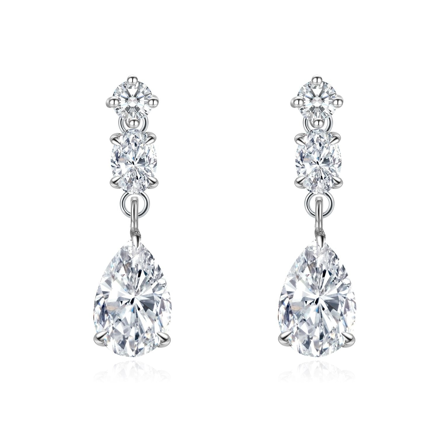 Three-Stone Pear Drop Earrings