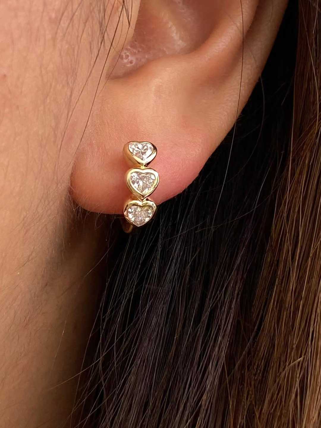 Triple Heart Hoop Earrings