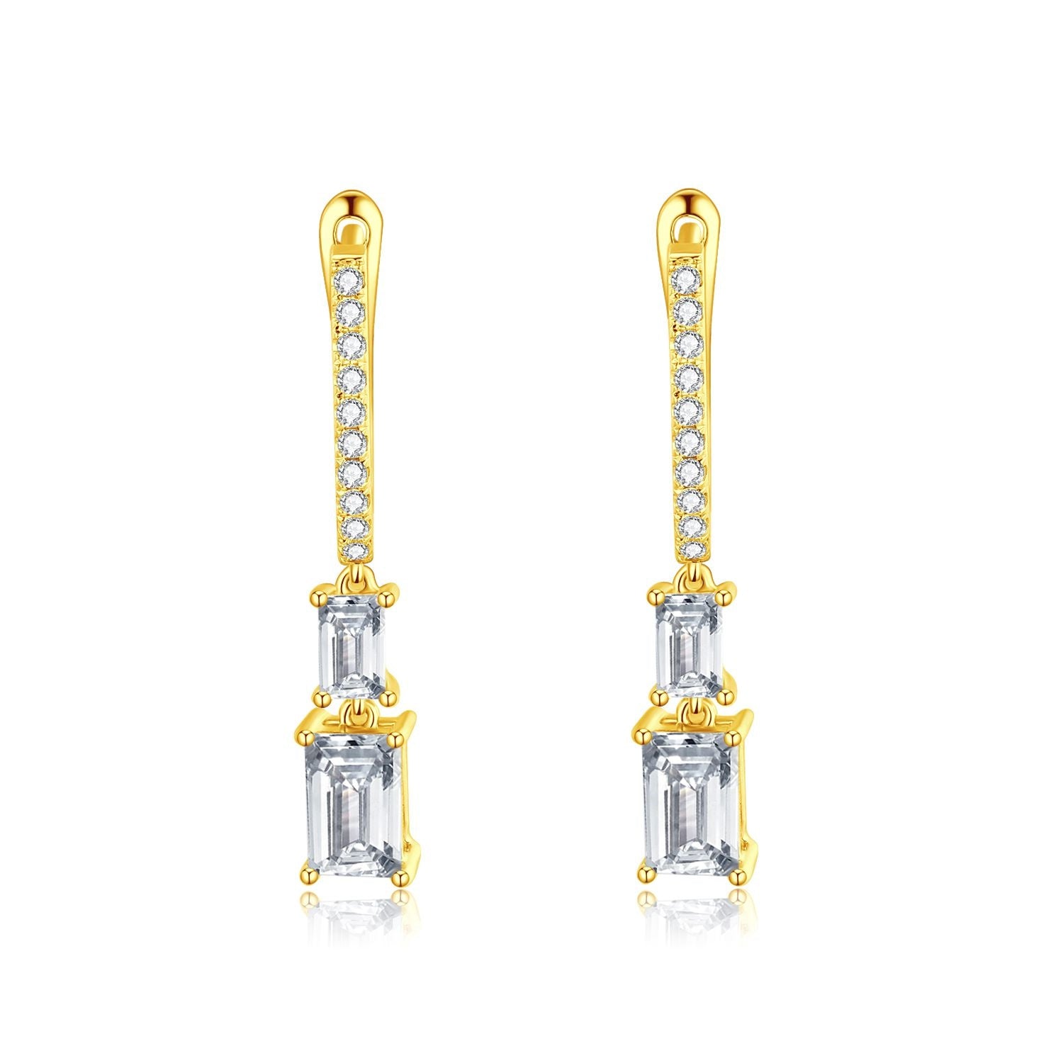Twin Step-Cut Drop Earrings