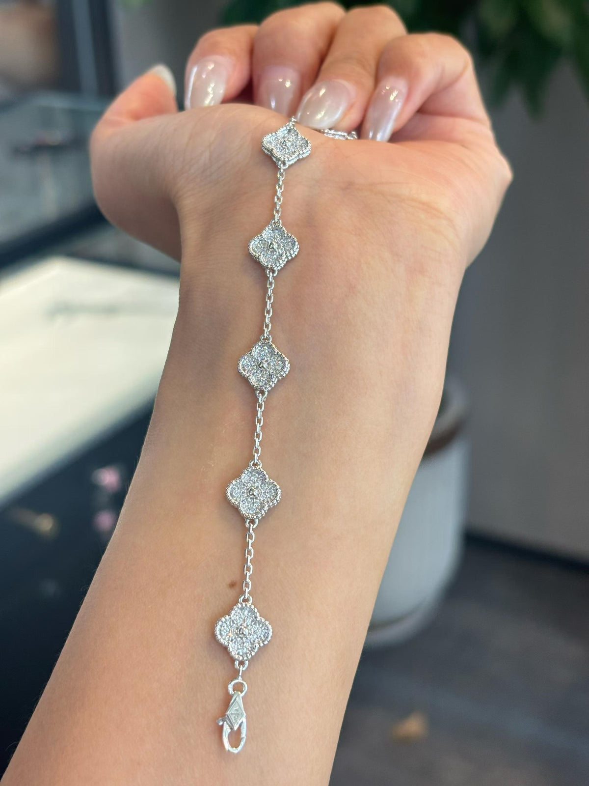 Pavé Clover Station Bracelet