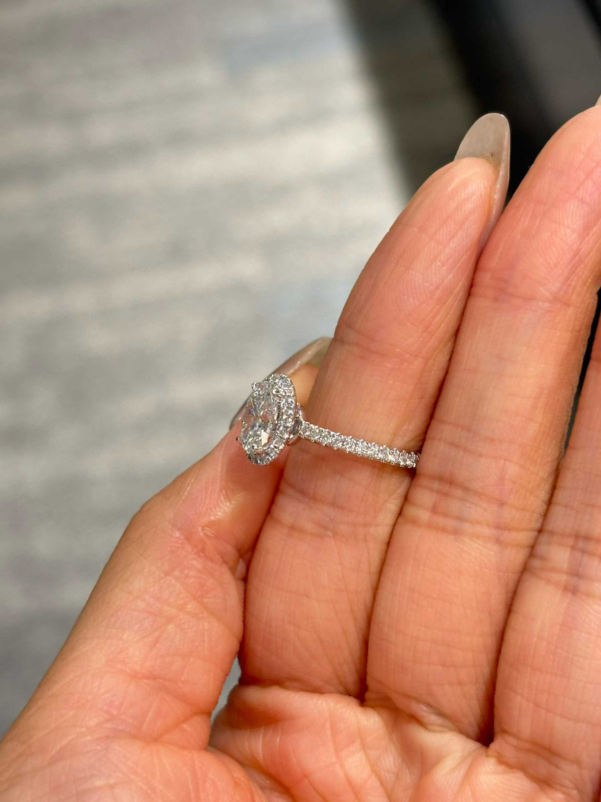 Oval Pavé Gallery Ring