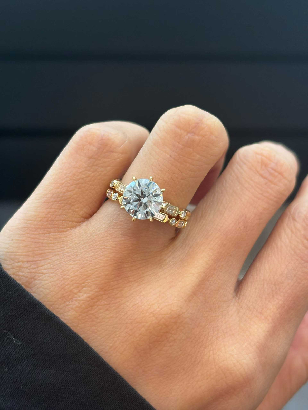 Round Gold-Tone Solitaire Ring