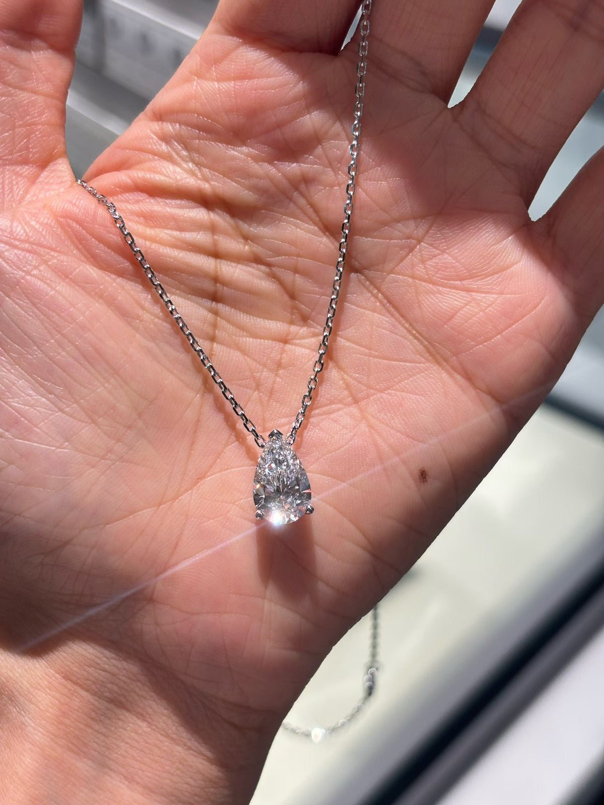 Pear Solitaire Necklace