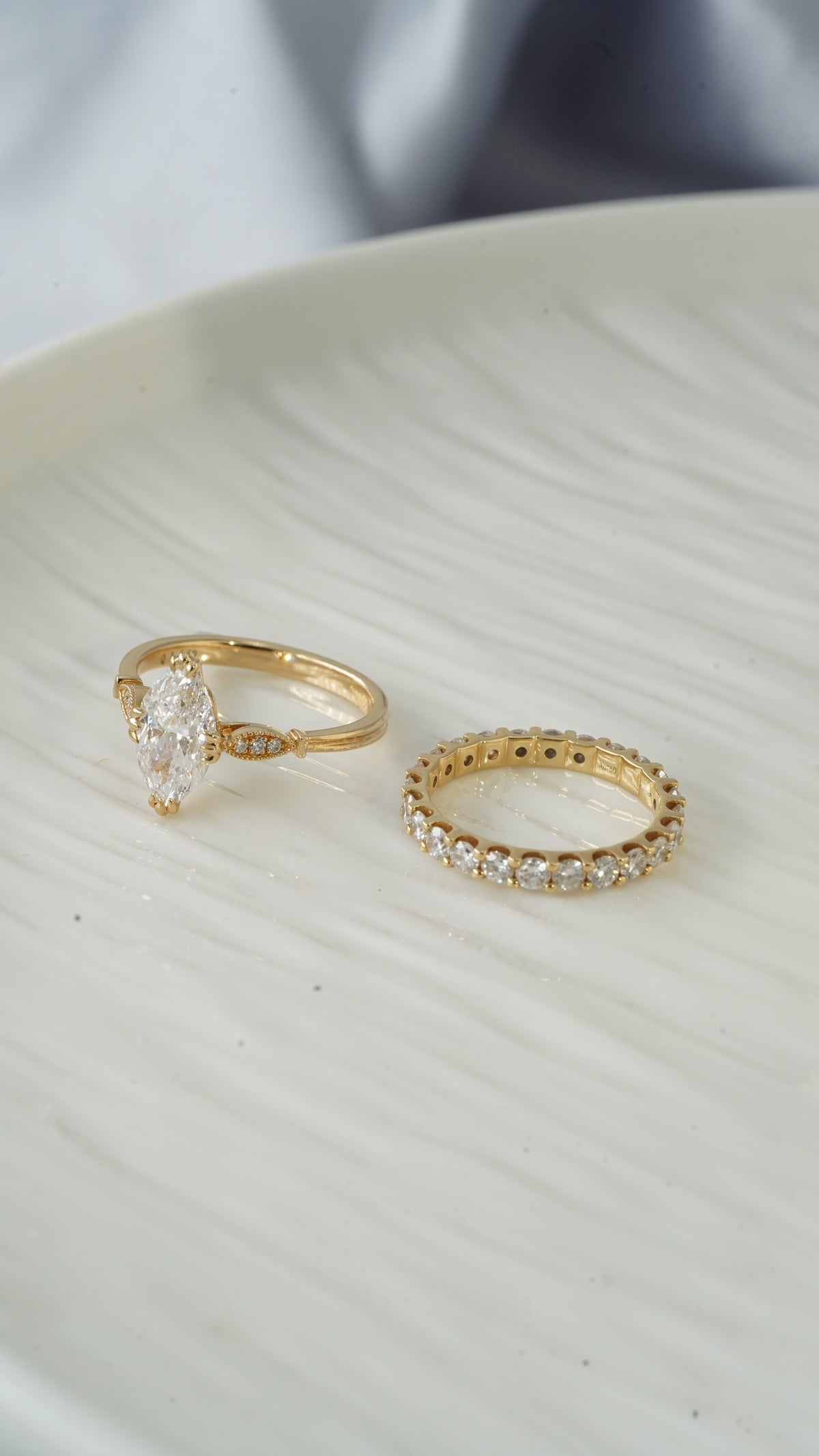 Marquise Milgrain Accent Ring