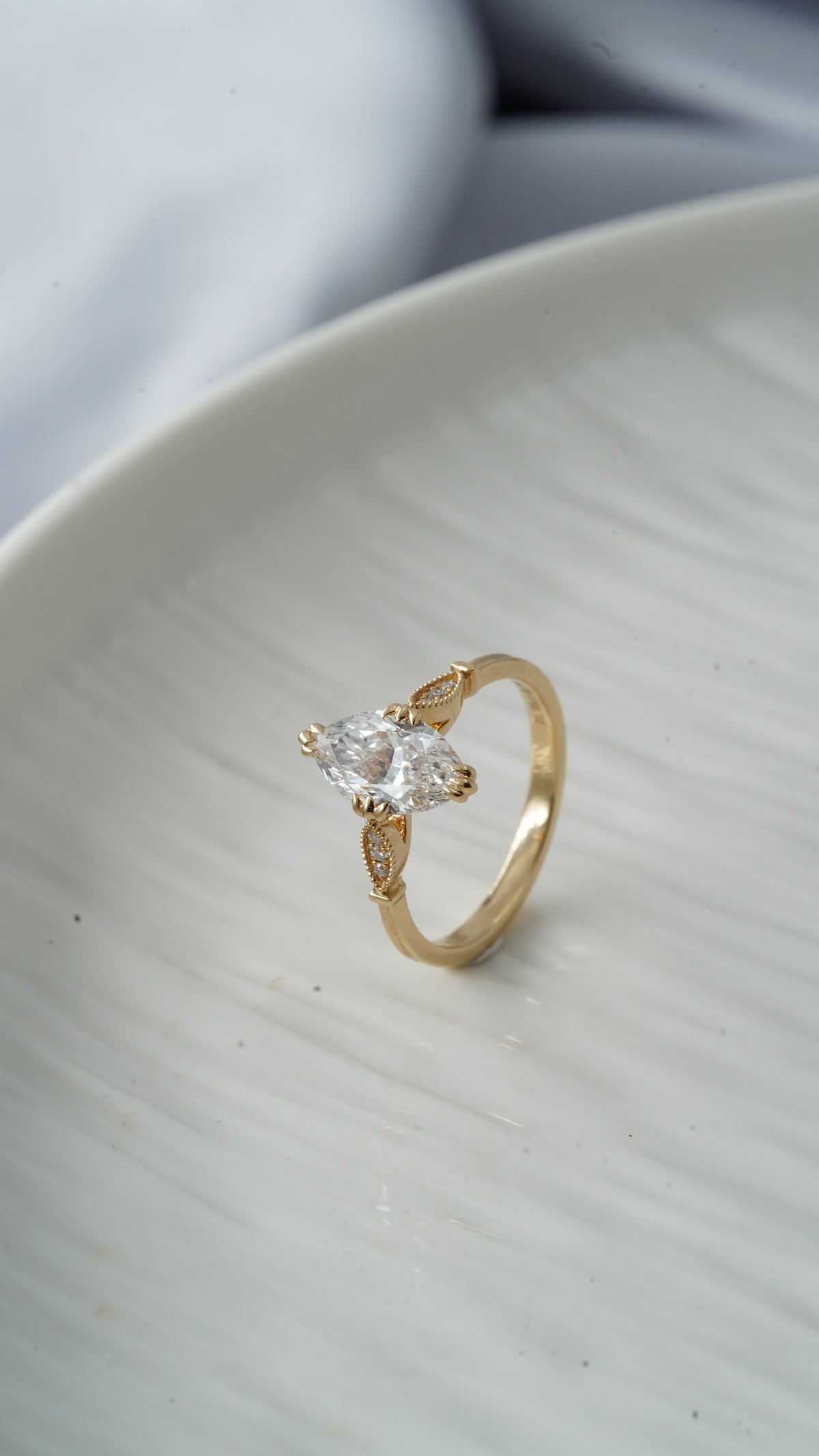 Marquise Milgrain Accent Ring