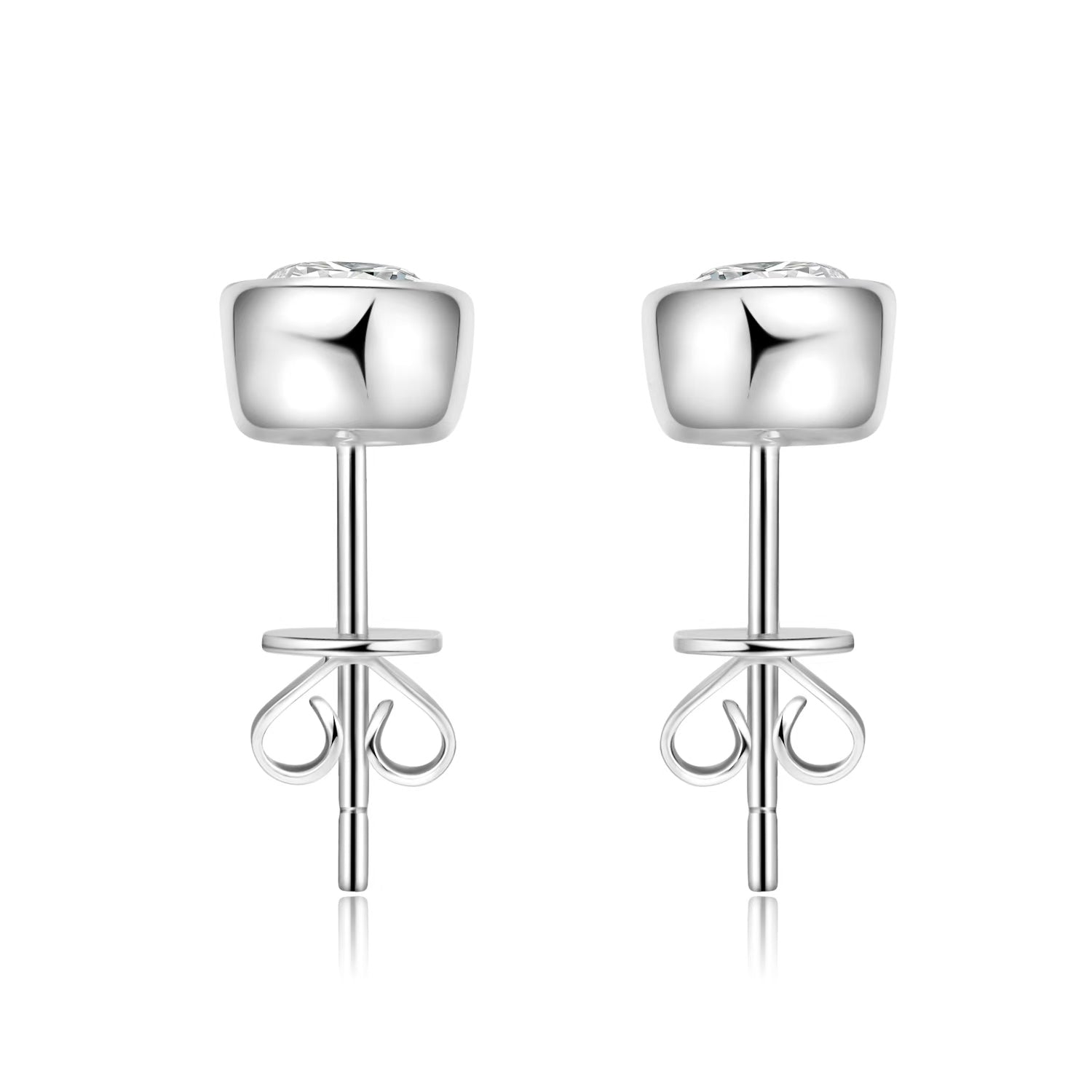 Bezel Round Stud Earrings