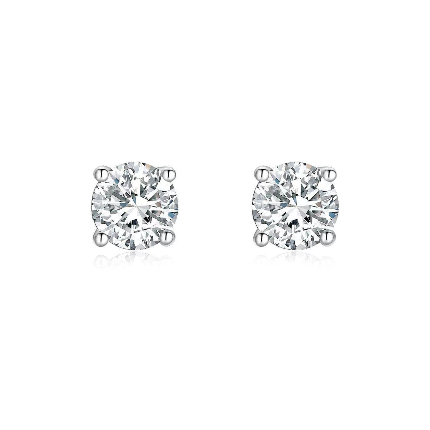 Four-Prong Round Stud Earrings