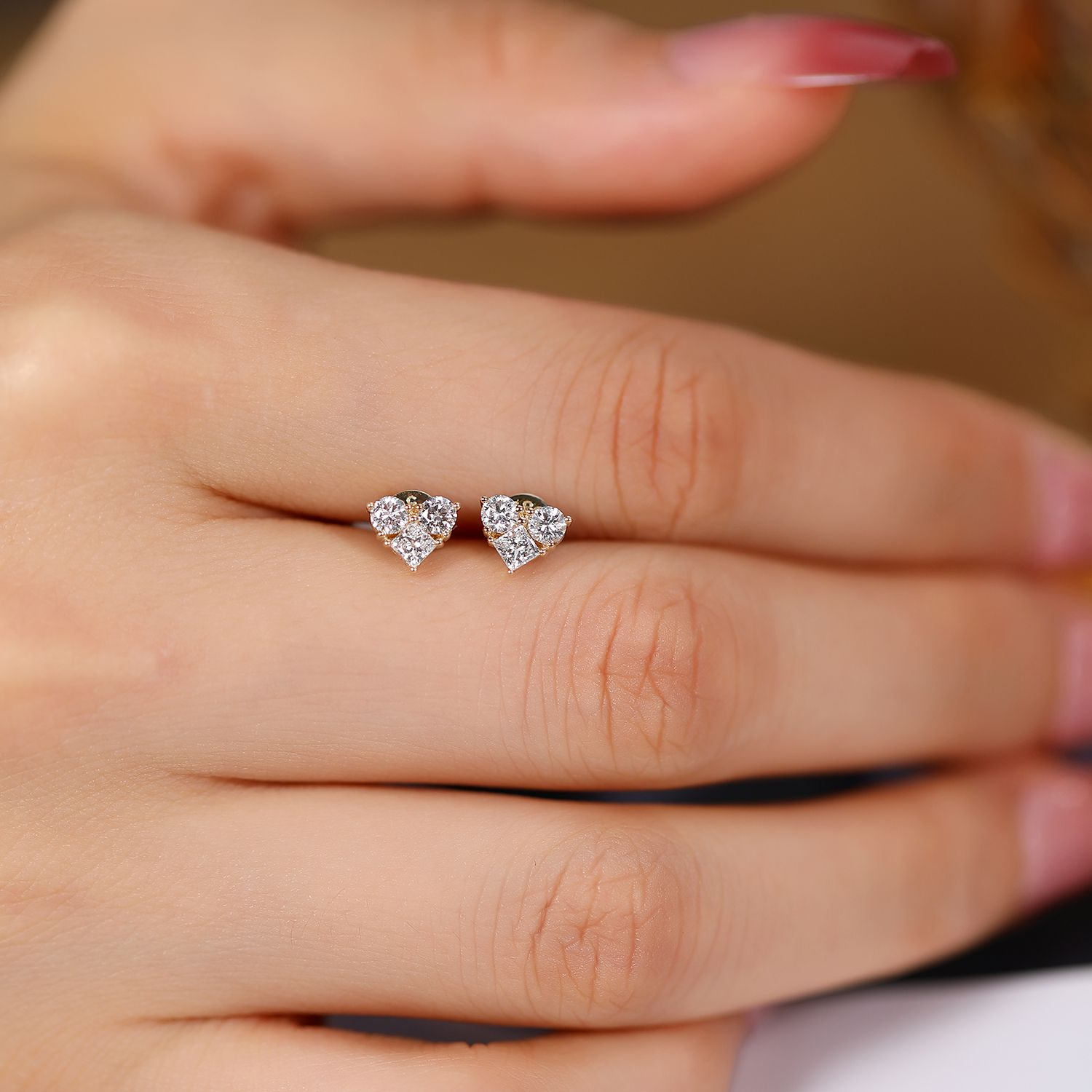 Heart Solitaire Stud Earrings