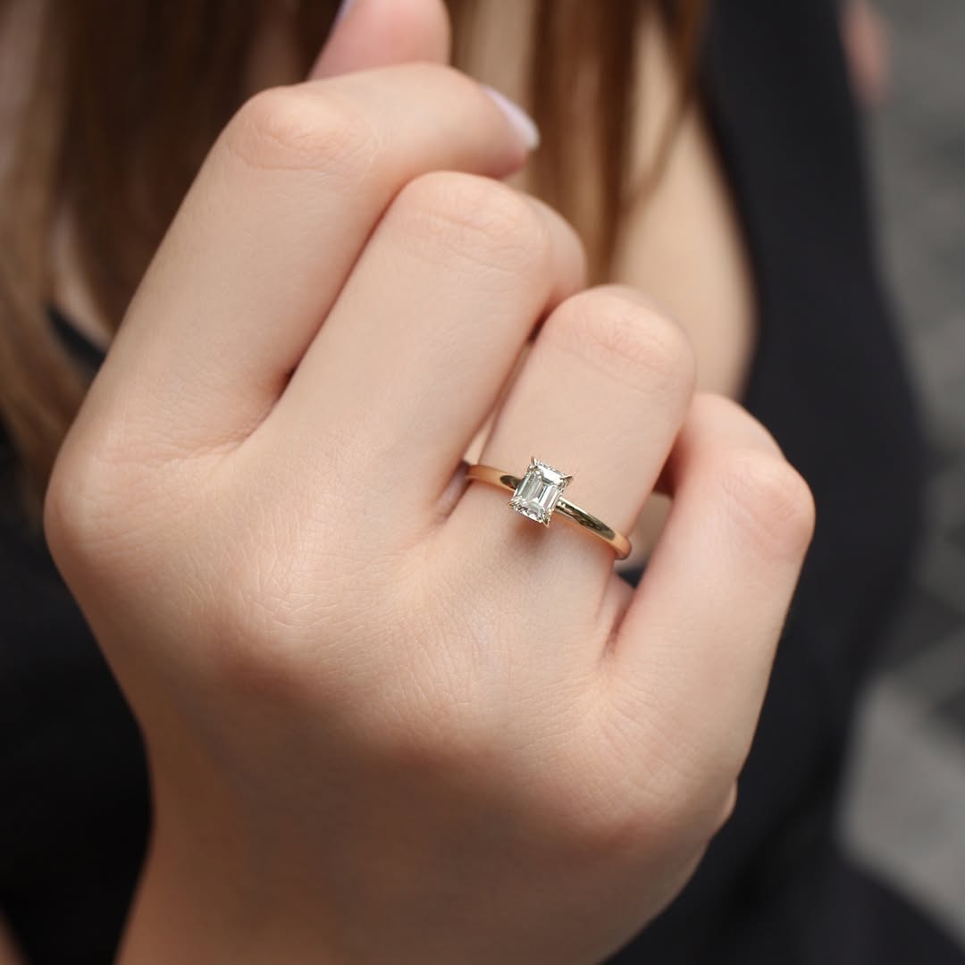 Emerald Petite Solitaire Ring