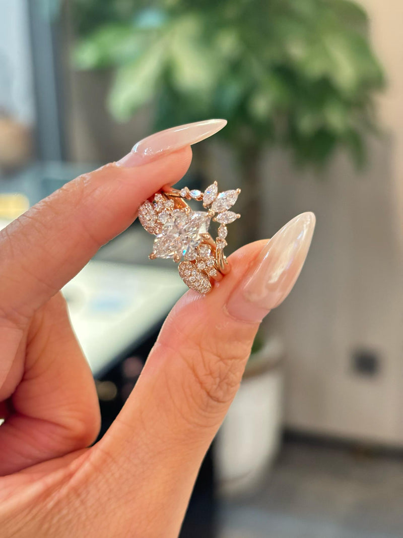 Marquise Leaf Accent Ring
