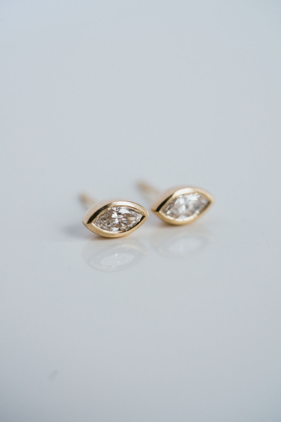 Marquise Bezel Stud Earrings