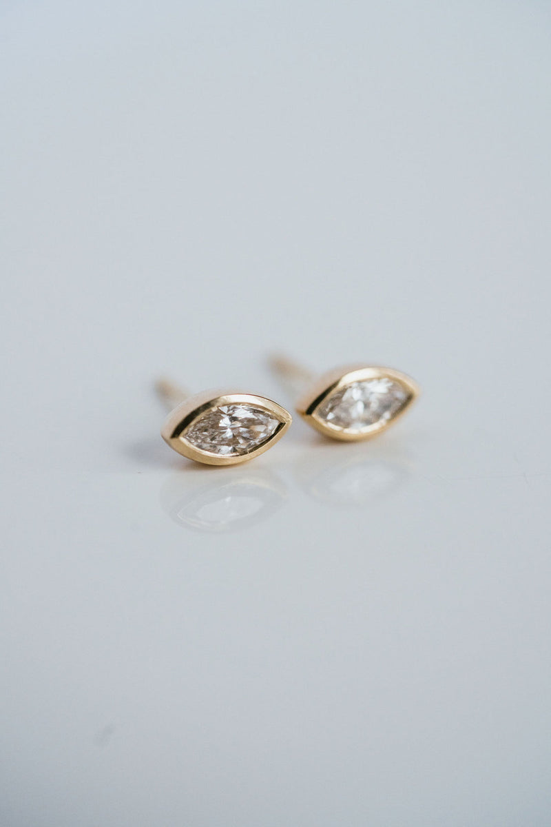 Marquise Bezel Stud Earrings