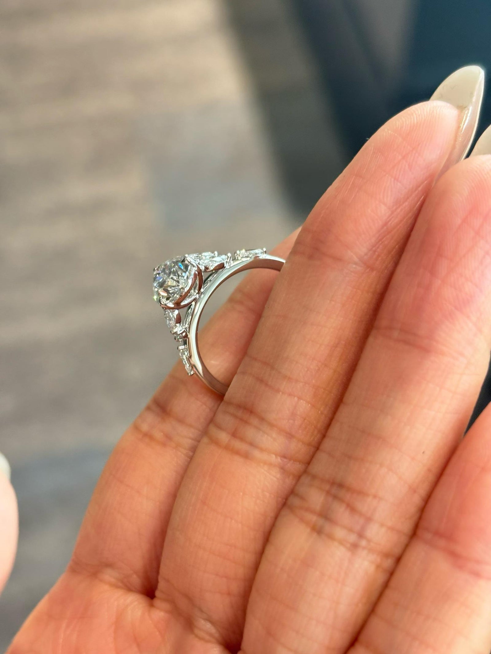 Pear Leaf Accent Ring