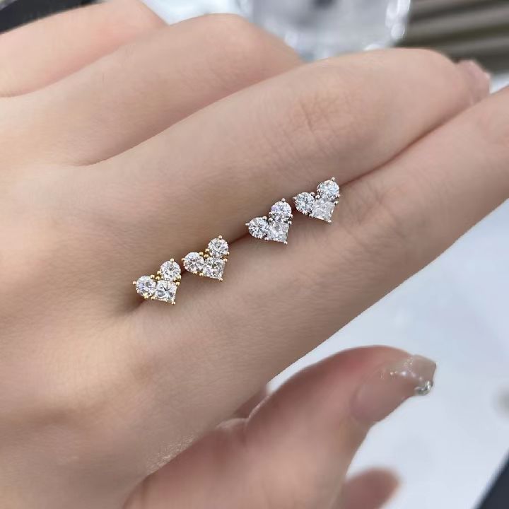 Heart Solitaire Stud Earrings