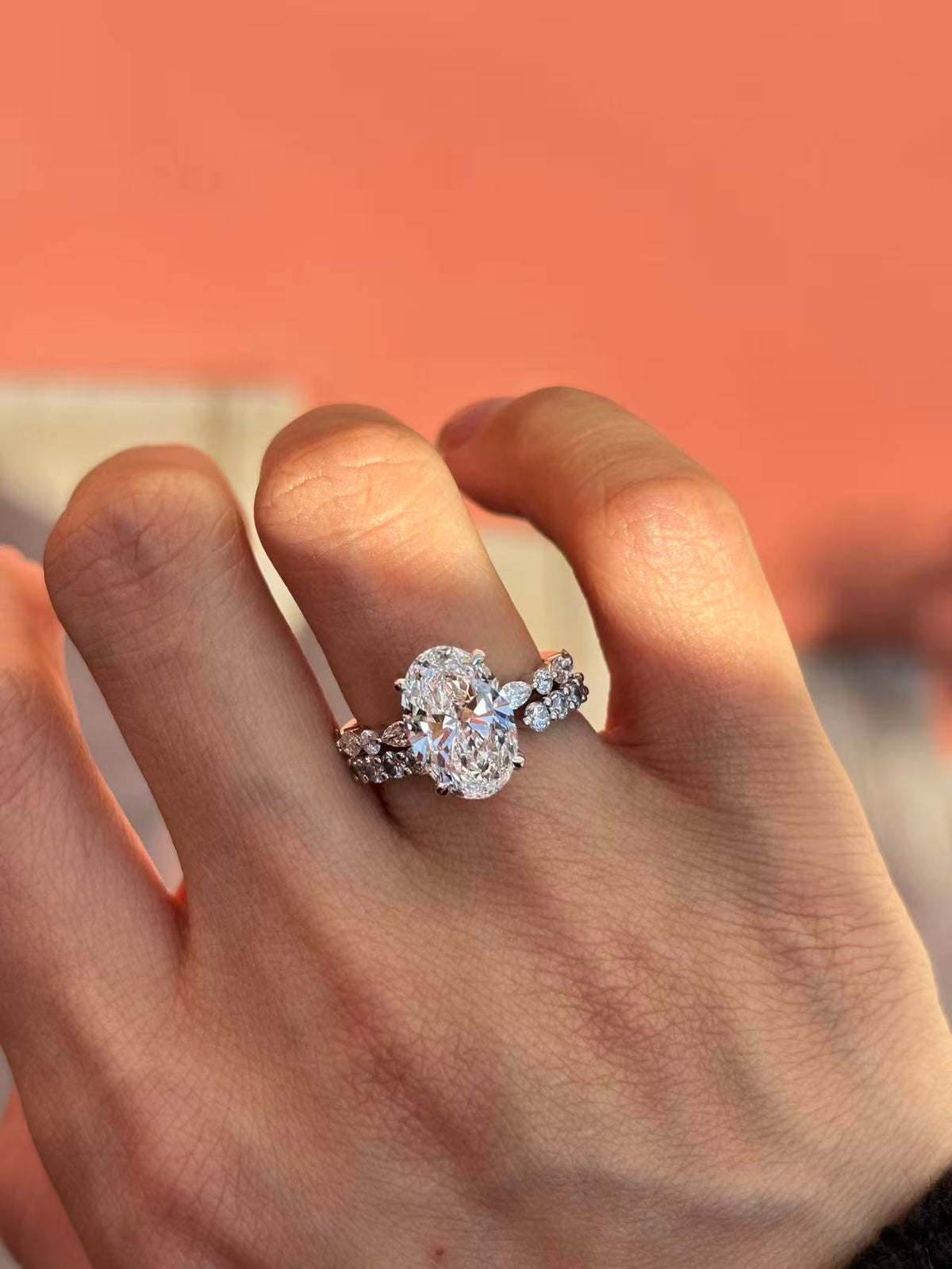 Oval Floral Shoulder Ring