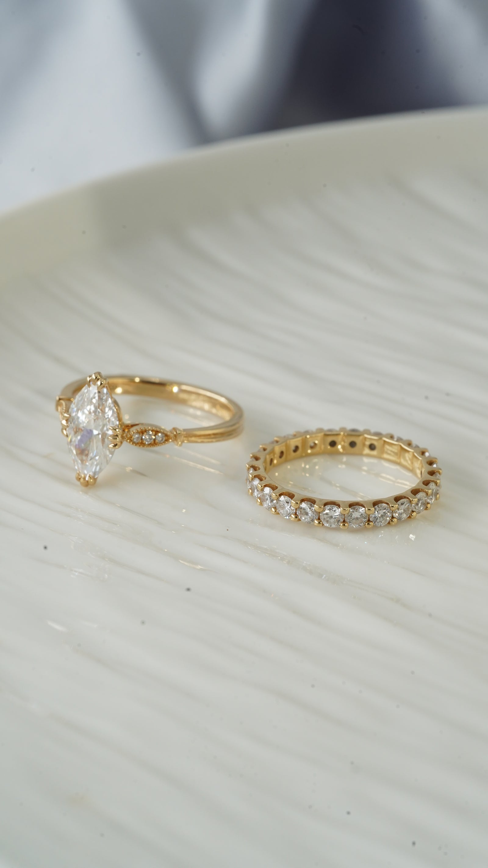 Marquise Milgrain Accent Ring