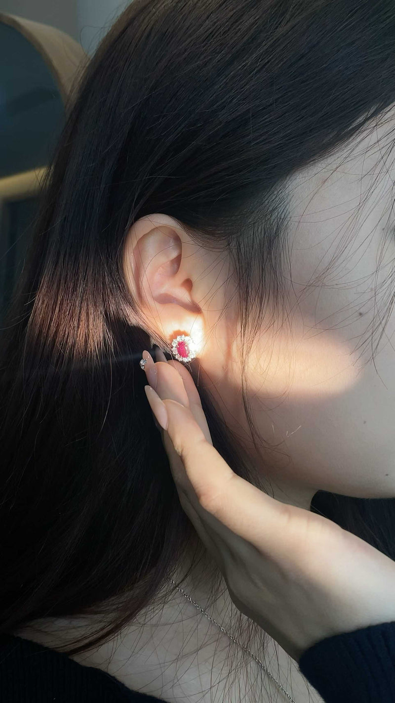 Oval Halo Earrings