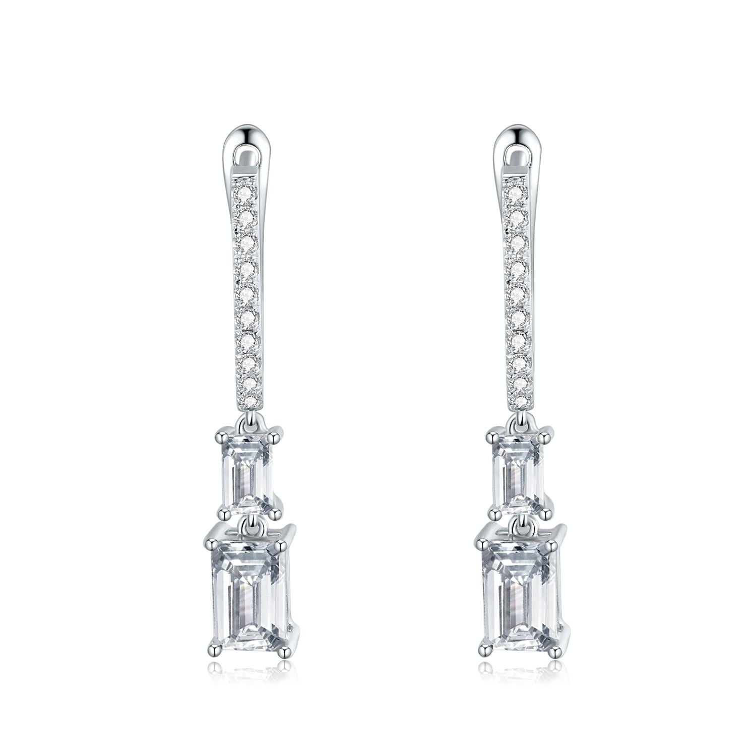 Twin Step-Cut Drop Earrings