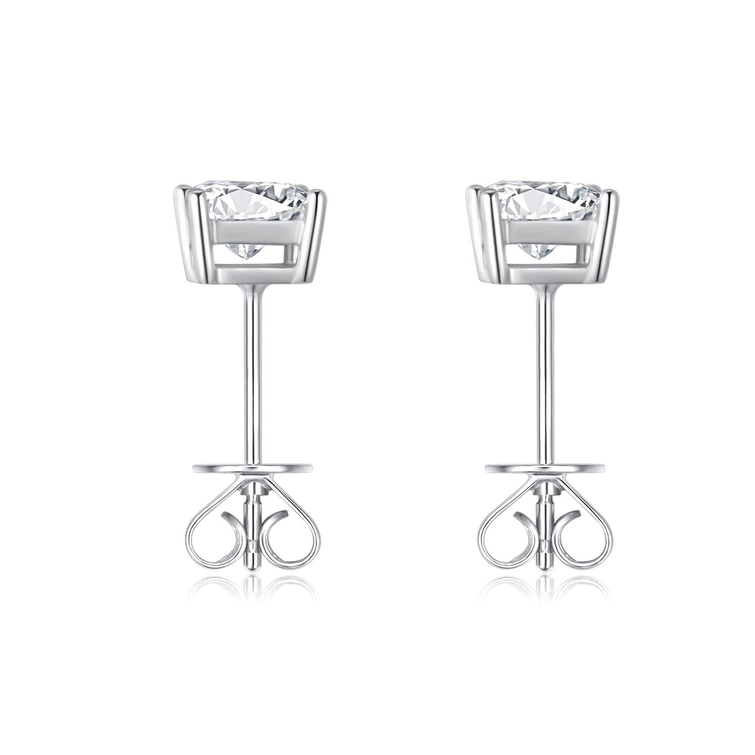 Four-Prong Round Stud Earrings