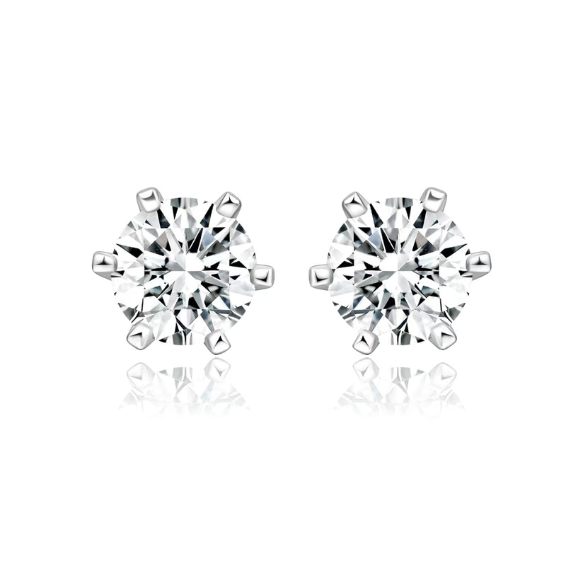 Six-Prong Round Stud Earrings
