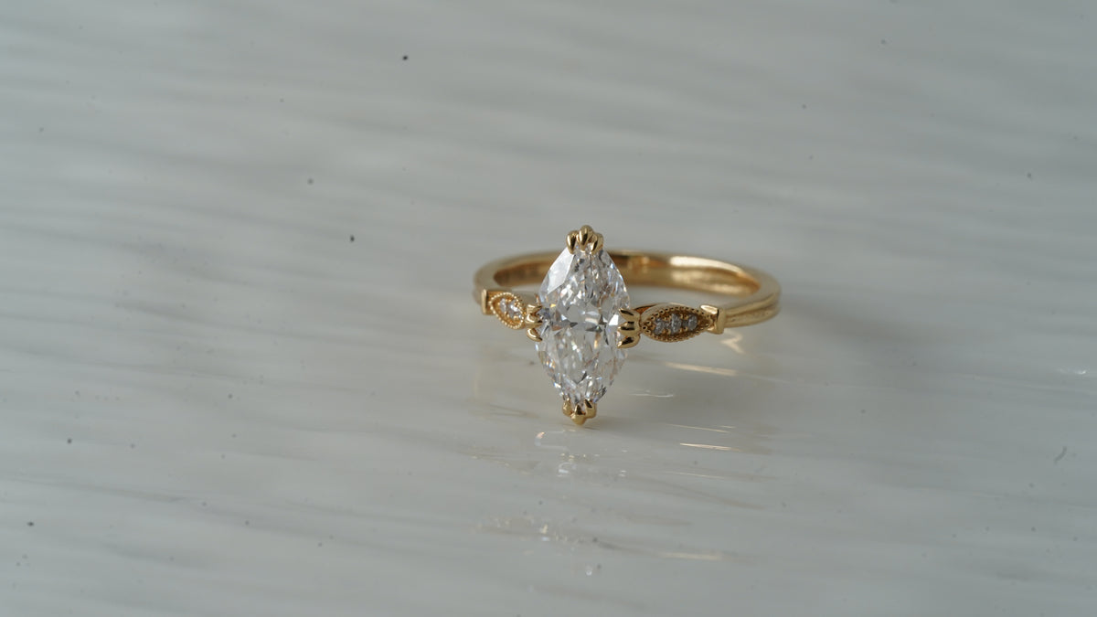 Marquise Milgrain Accent Ring