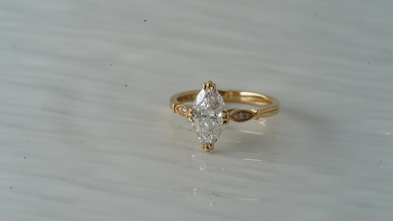 Marquise Milgrain Accent Ring
