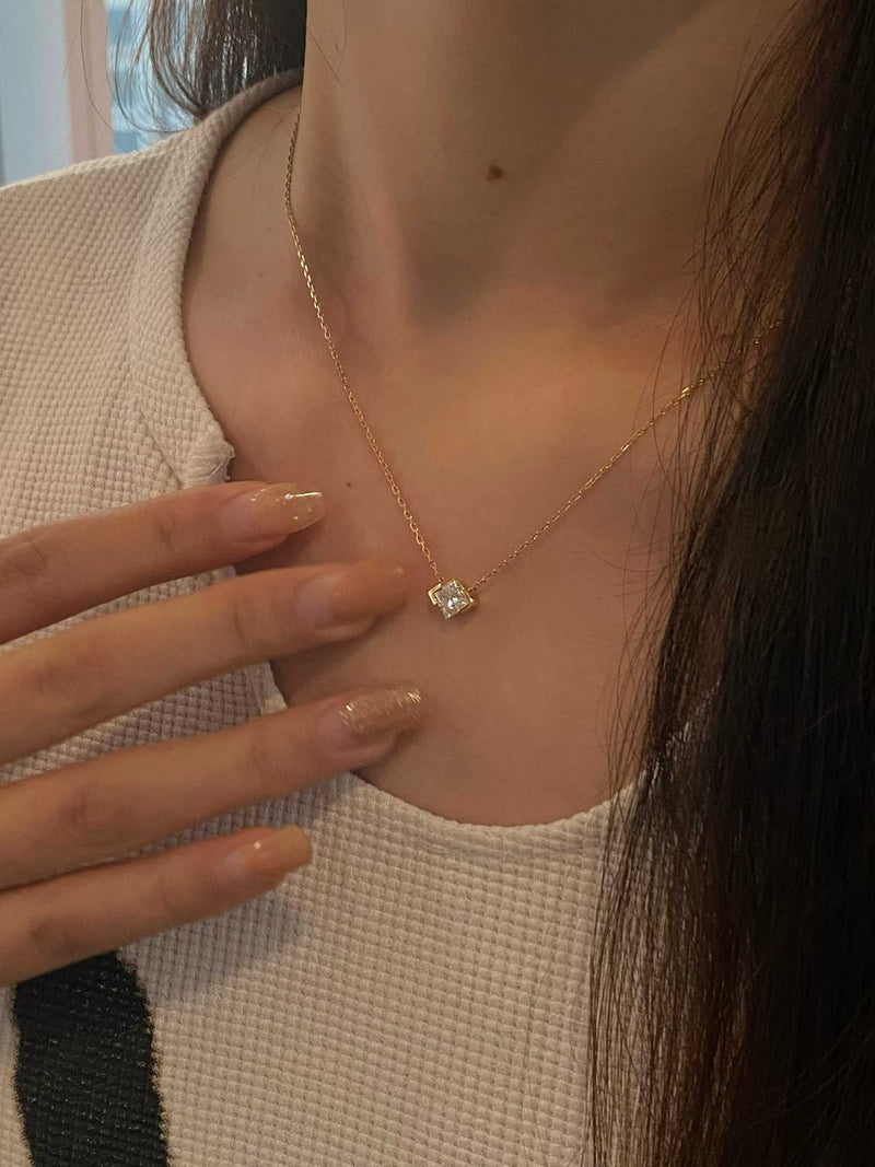 Cushion Solitaire Necklace
