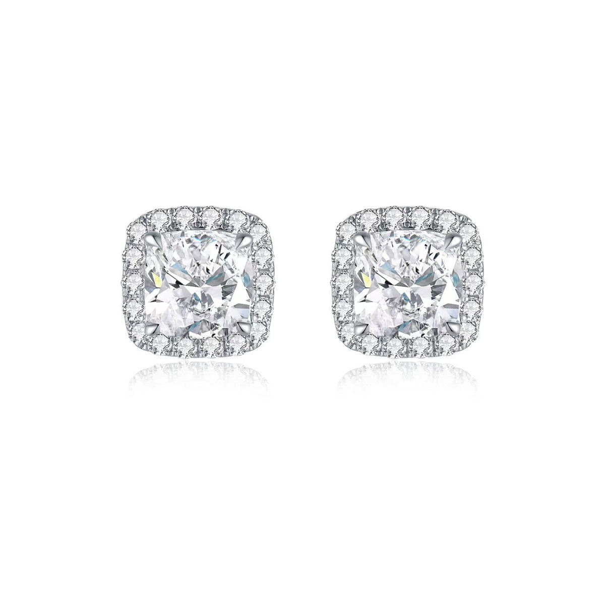 Cushion Halo Stud Earrings