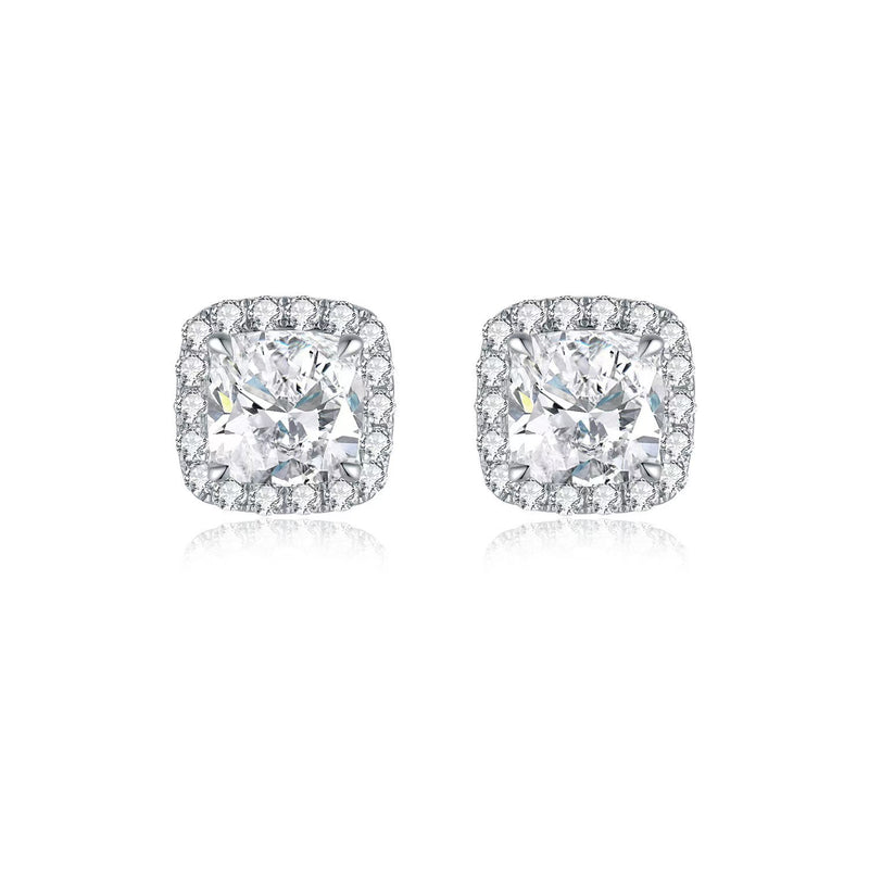 Cushion Halo Stud Earrings