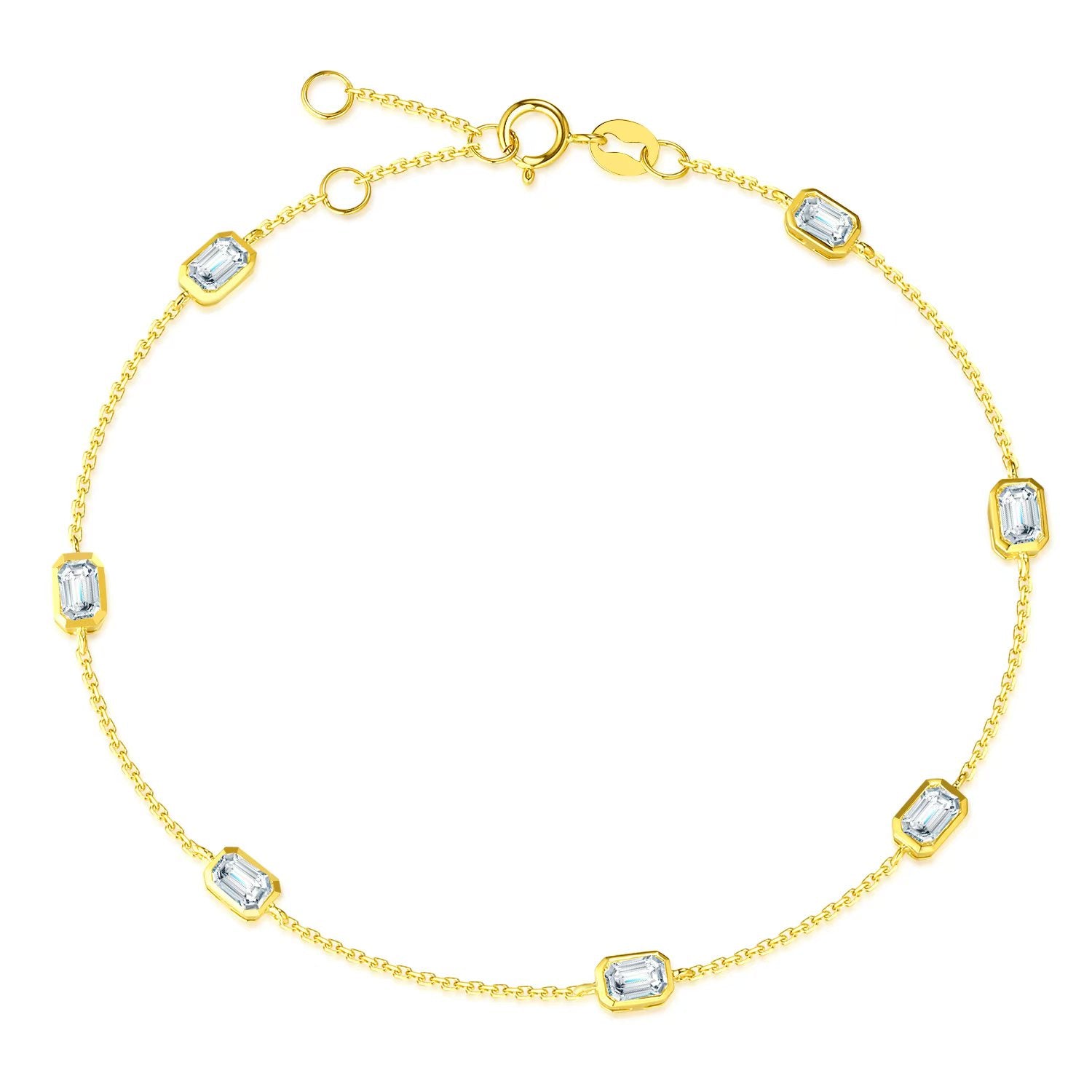 Emerald Bezel Station Bracelet