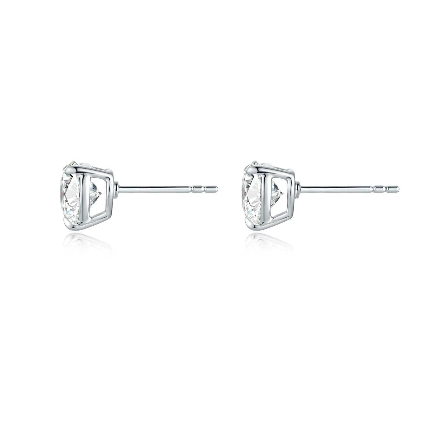 Four-Prong Round Stud Earrings