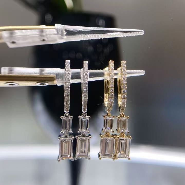 Twin Step-Cut Drop Earrings