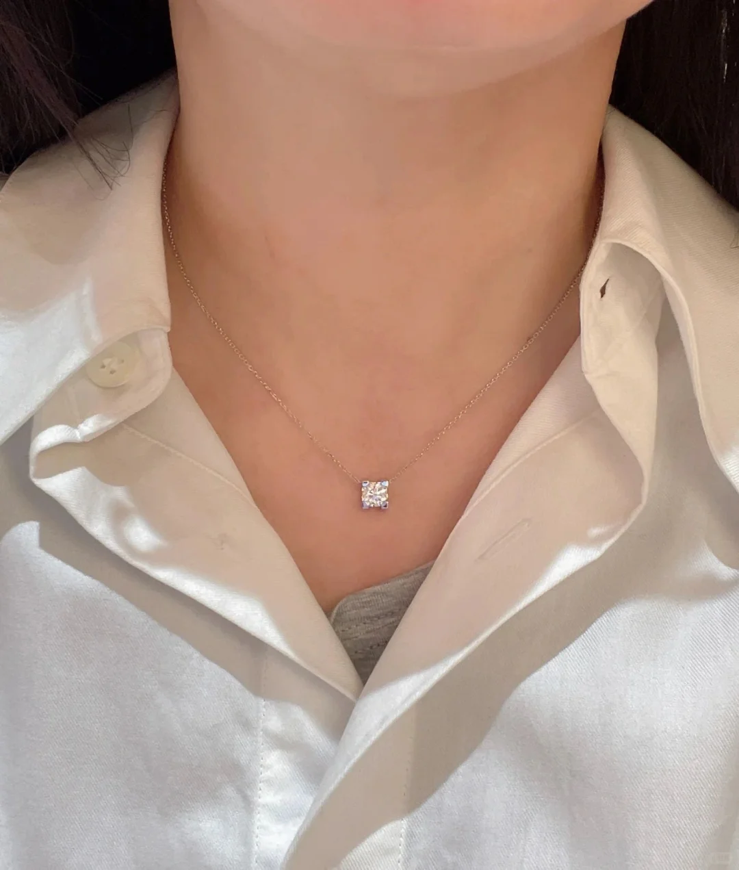 Cushion Solitaire Necklace