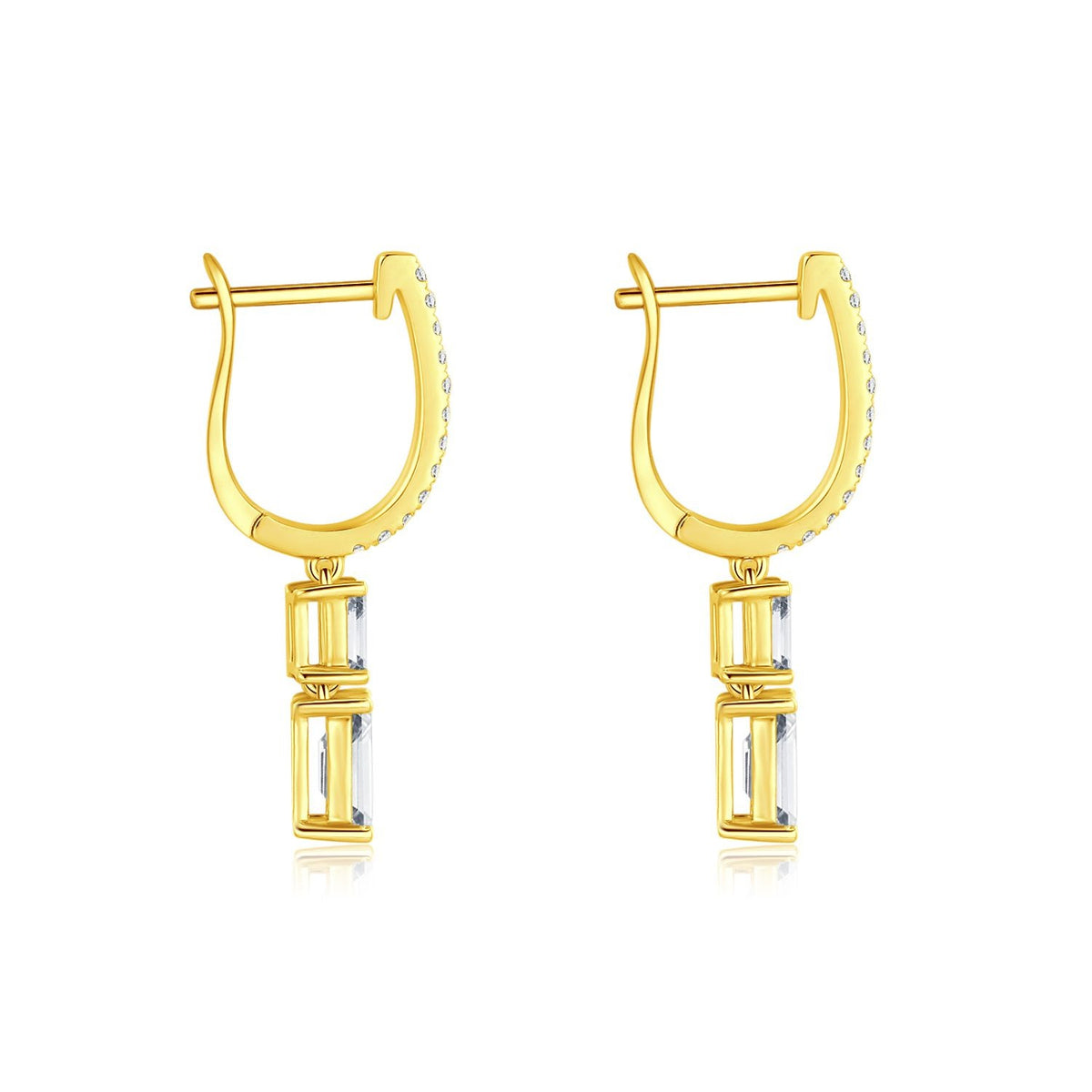 Twin Step-Cut Drop Earrings