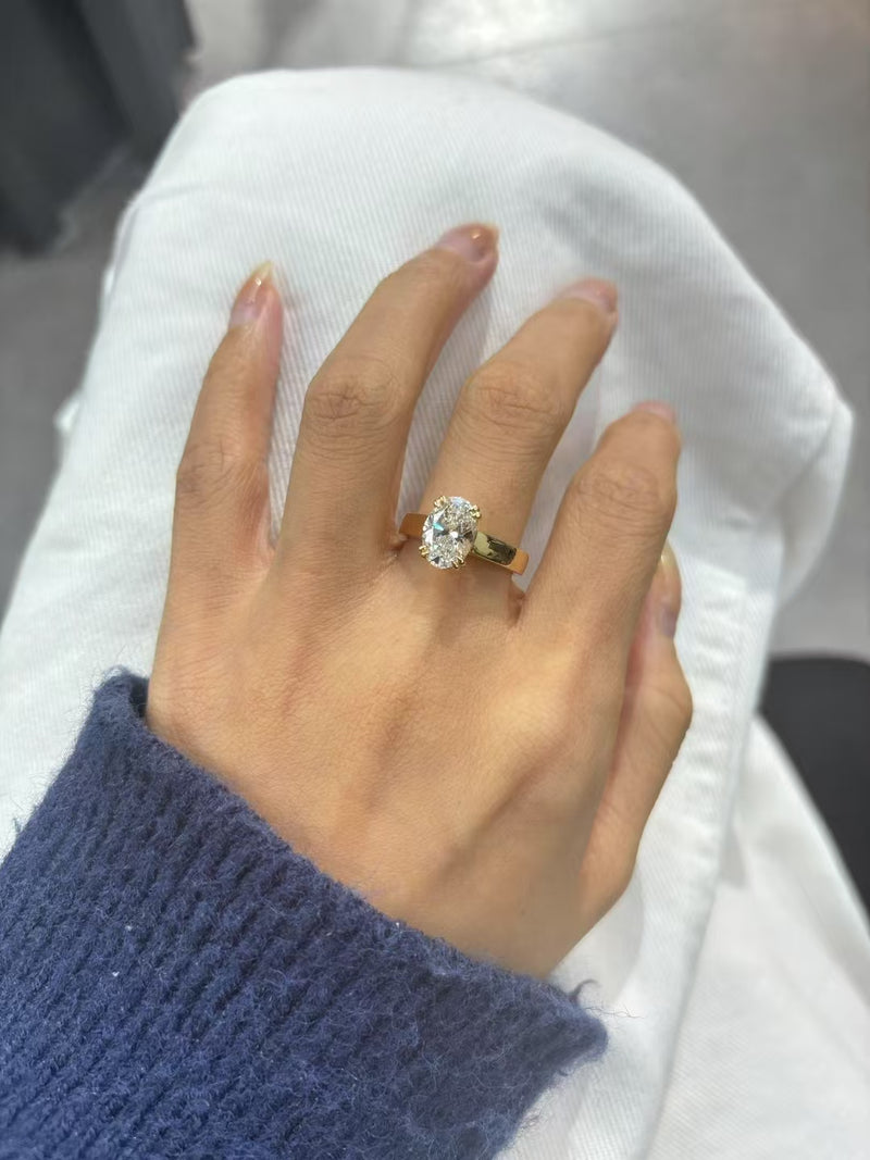 Oval Gold-Tone Solitaire Ring