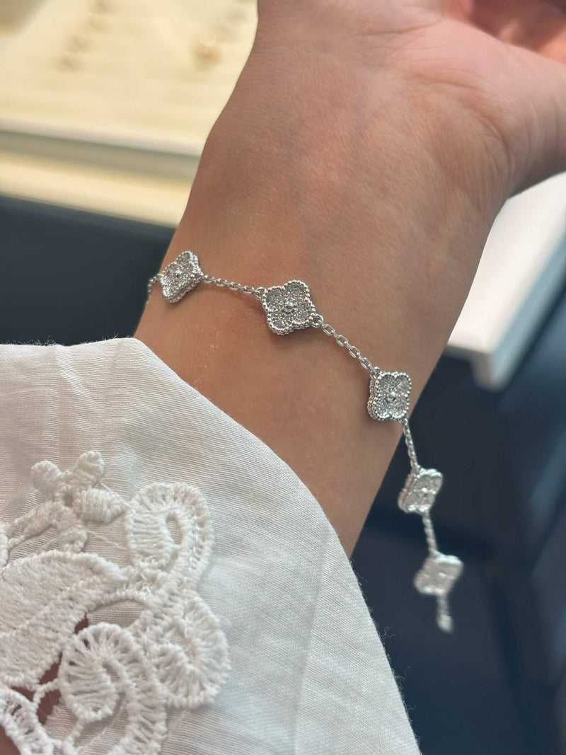 Pavé Clover Station Bracelet