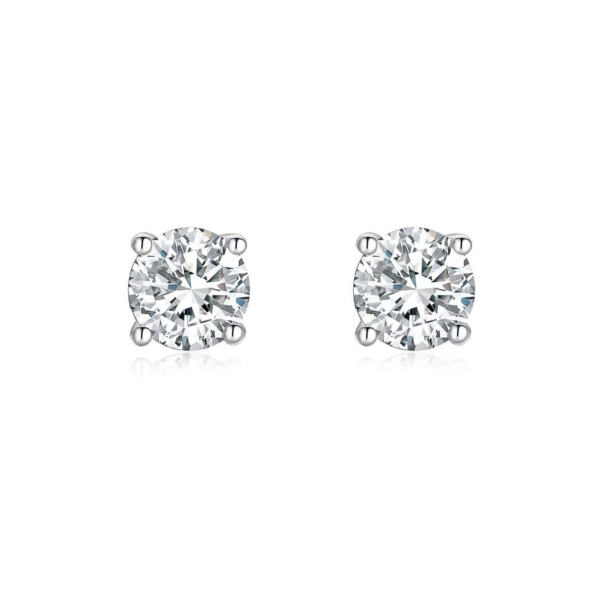 Four-Prong Round Stud Earrings