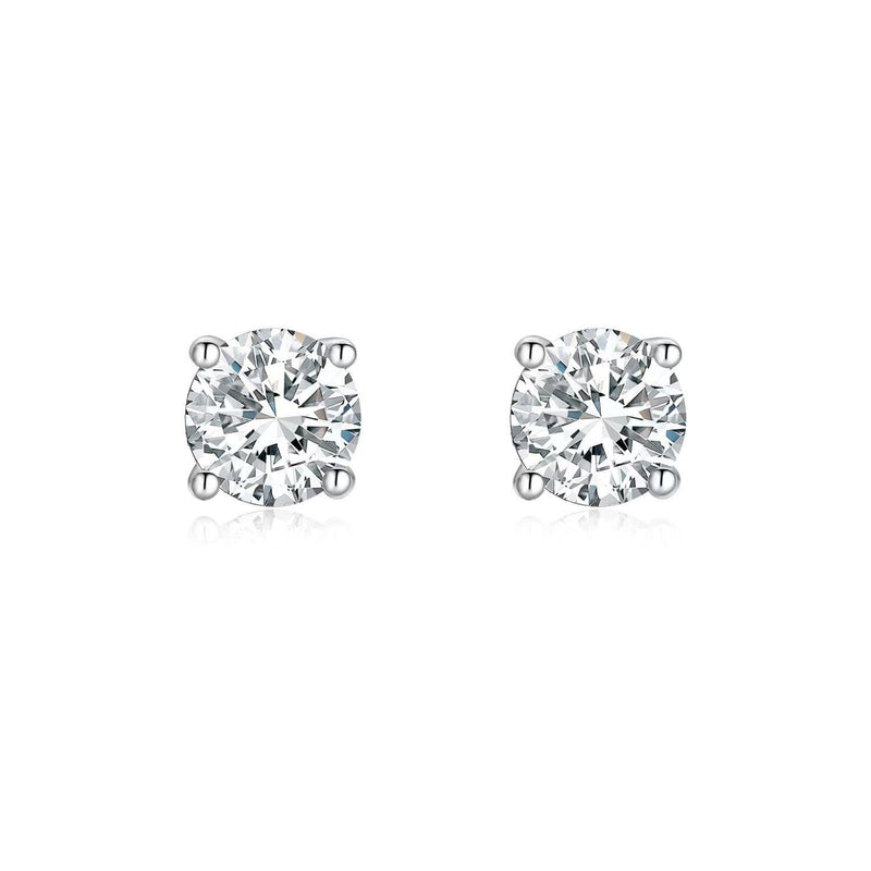 Four-Prong Round Stud Earrings