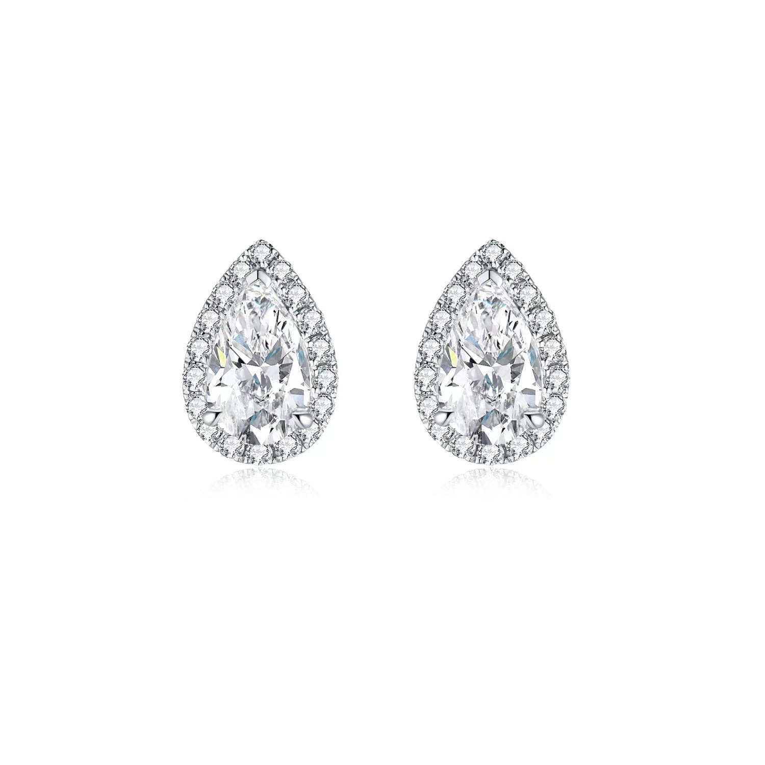 Pear Halo Stud Earrings