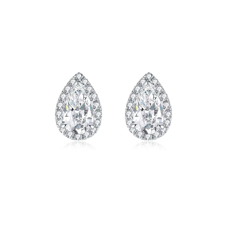 Pear Halo Stud Earrings