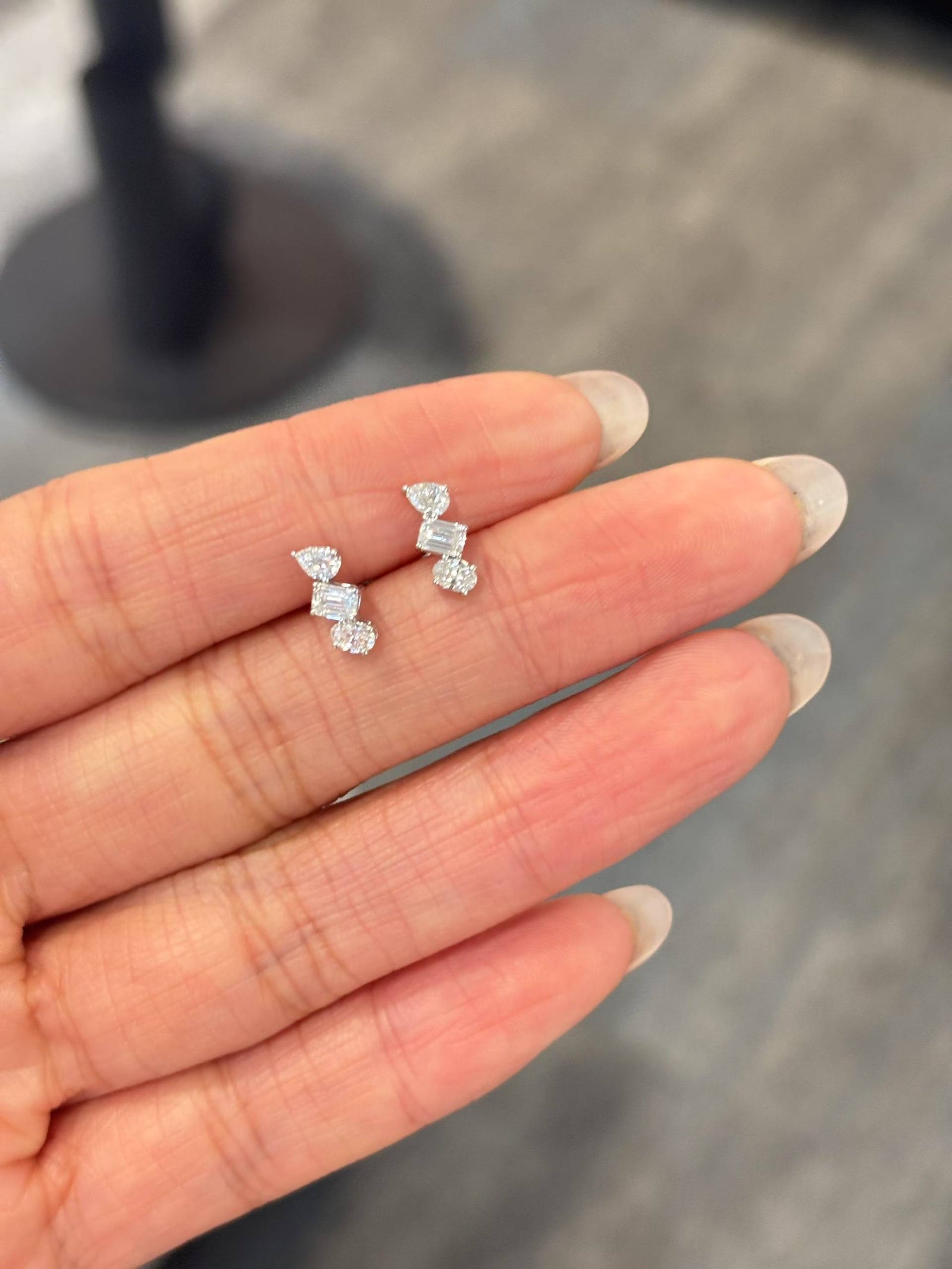 Triple-Stone Stud Earrings